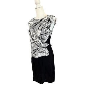 THE LOFT SHEATH DRESS BLACK AND WHITE CAPM SLEEVE WOMENS SIZE ZERO